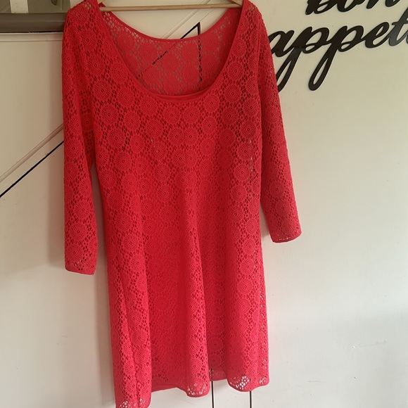 Lilly Pulitzer CORAL Crochet Knit “Topanga Breakers” Dress US XL - EUC - Picture 5 of 10